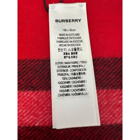 Burberry Giant Check Cashmere Scarf Bright Military Red 168*30cm - Picture 7 of 10